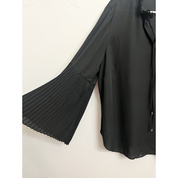 Lauren Ralph Lauren Black Top 2X Pleated Drape Stretch Minimalist Balloon Sleeve - Picture 5 of 7